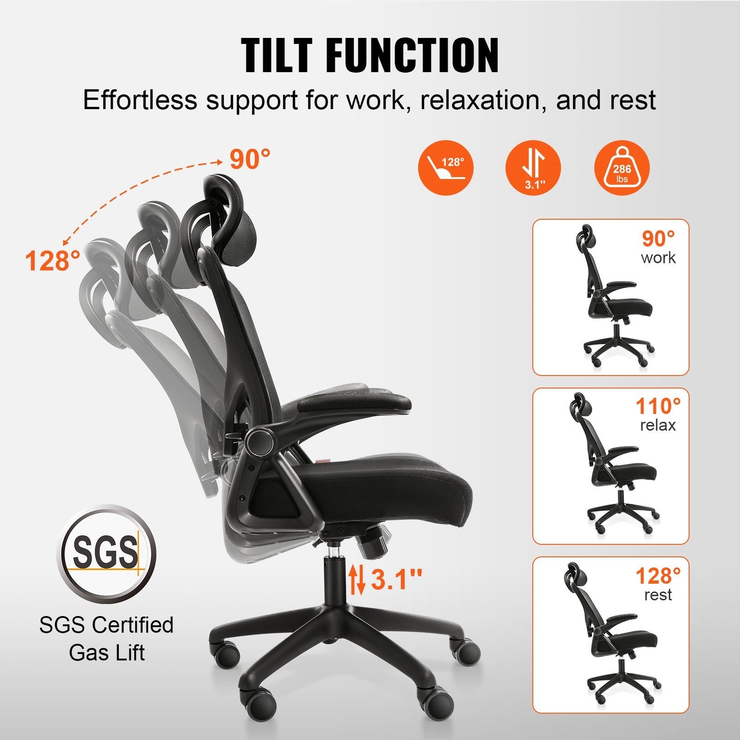Ergonomic Desk Chair With Adjustable Headrest for the Office