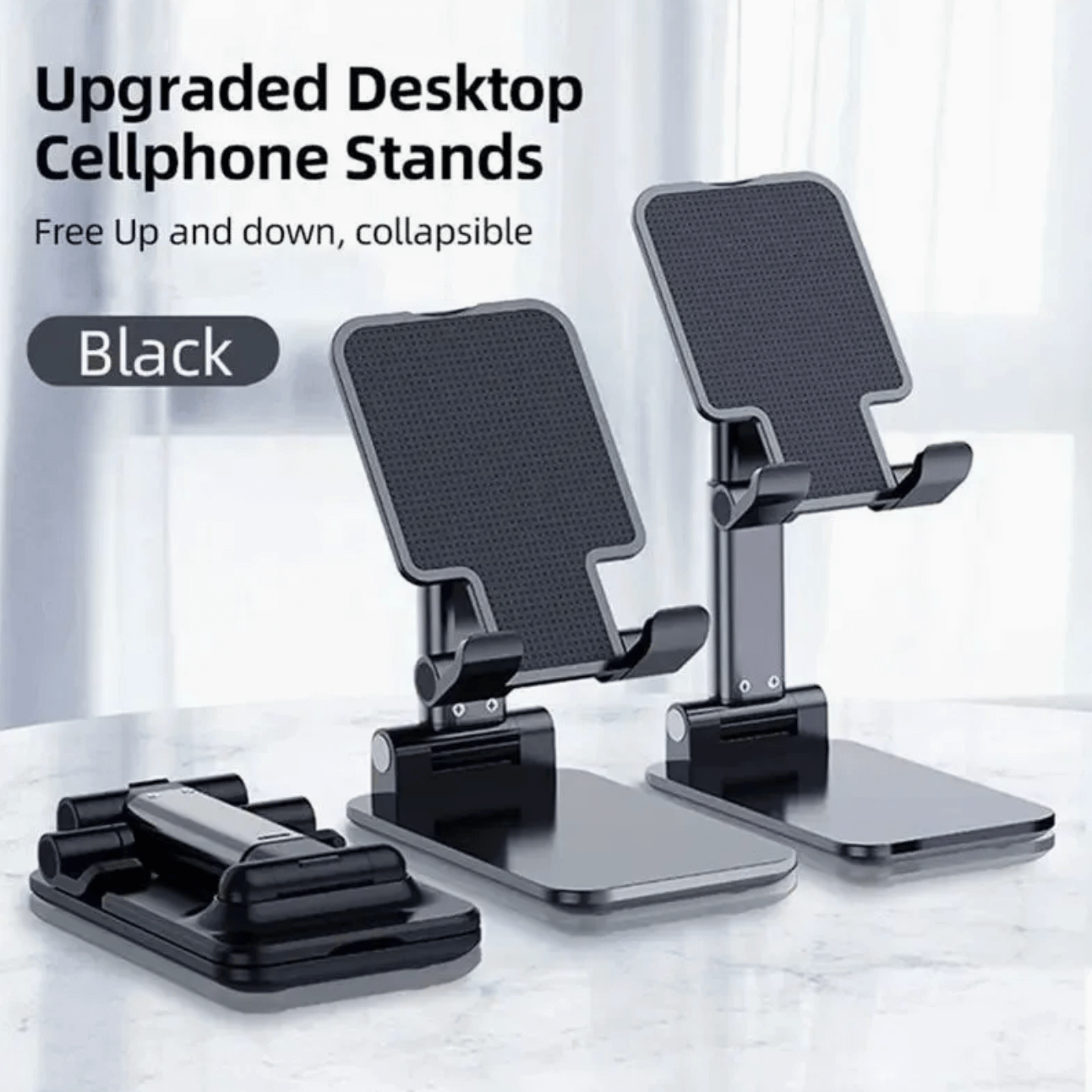 Foldable Phone Holder Stand for Office Desk with adjustable design, perfect for video calls and multitasking.