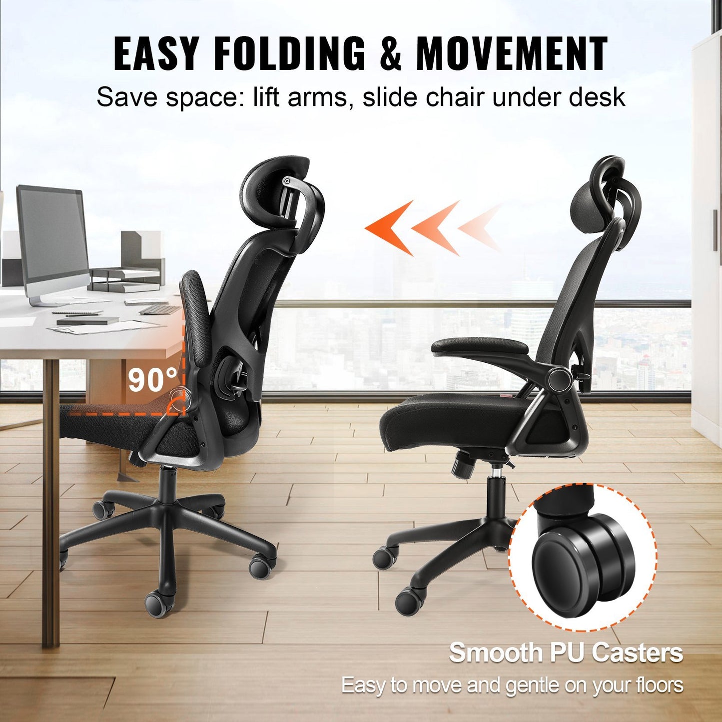 Ergonomic Desk Chair With Adjustable Headrest for the Office